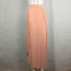 Joe B Skirt Womens Sz‎ M Peach Pink Flowy Layered Maxi Crinkle Long Gypsy